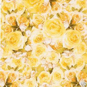 Canvas Upholstery Cover Wall Fabric Rose Garden Yellow  
