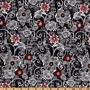   Masquerade V Floral Black Fabric By The Yard Arts, Crafts & Sewing