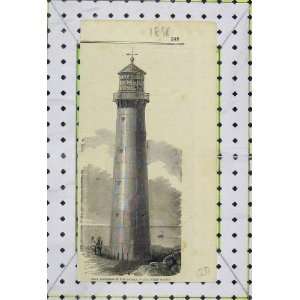    1858 Antique Print View Iron Lighthouse Russia Sea