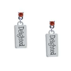 Delighted Rectangle Hyacinth Swarovski Post Charm Earrings [Jewelry]