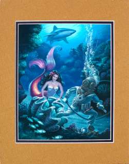 Marina the Mermaid Signed Art Tiki Deep Sea Diver  