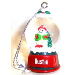  Austin Christmas Snowman Snow Globe Name Ornament 