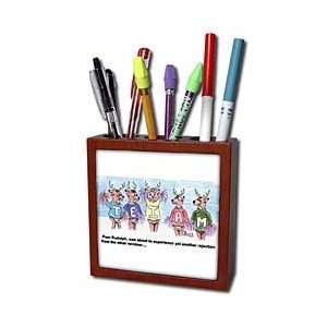   Rudolphs Troubles for Christmas   Tile Pen Holders 5 inch tile pen