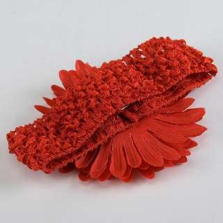 Cute Red Daisy Flower Headband For Babies W/Crystal Center  