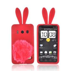 For HTC EVO 4G Red Bunny Rubbery Feel Anti Slip Silicone 