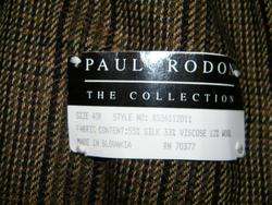 NEW PAUL RODON Mens BROWN BLACK Jacket DB Sport Coat SILK Wool Blazer 