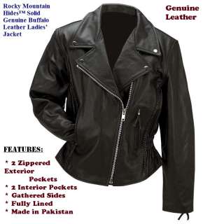 Rocky Mountain Hides™ Solid Genuine Buffalo Leather Ladies’ Jacket 