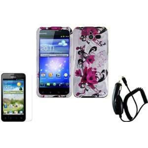  Purple Lily Hard Case Cover+LCD Screen Protector+Car 