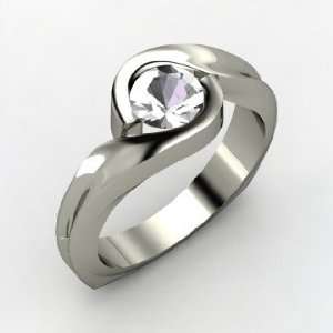  Caress Ring, Round Rock Crystal Palladium Ring Jewelry