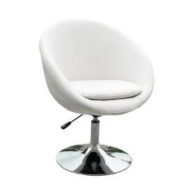  Barrel Adjustable Swivel Leisure Chair in White