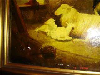 Antique GEORGES FRÉDÉRIC RÖTIG Oil Painting SHEEP, GOAT  