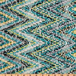 60 Wide Designer Chevron Lace Teal/Grey Fabric By The 