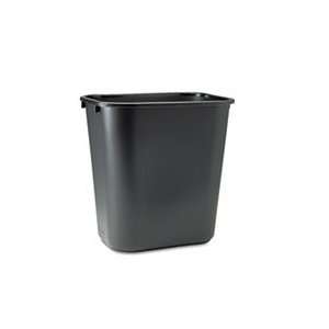  Deskside Plastic Wastebasket, Rectangular, 7 gal, Black 