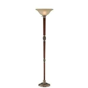  Torchiere Lamp with Vine Decorative Inserts in Two Tone 