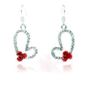 Romantic Heart and Flower Fashion Earrings with 925 Sliver 