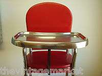 Vintage RETRO RED Vinyl COSCO Chrome Highchair 50s ART DECO Kitchen 