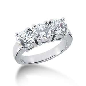  2.25 Ct Diamond Engagement Ring Round Prong Three Stone 