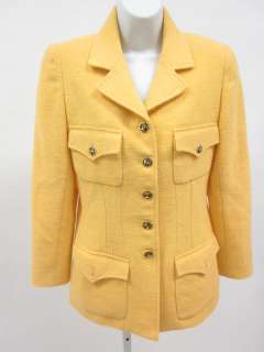 DESIGNER Yellow Front Pocket Long Sleeve Jacket Coat M  