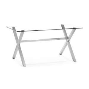  Graphite Clear Glass Dining Table
