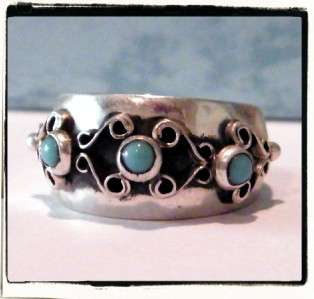   MODernist Mexico Mexican Taxco Sterling Silver Turquoise ring Eagle 3