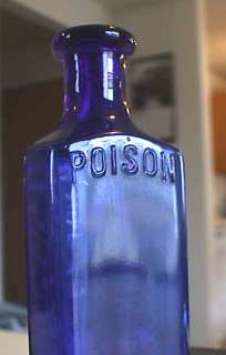   Blue NICE 3 oz DOMINION GLASS WORKS POISON bottle RIGO Wallaceburg ONT