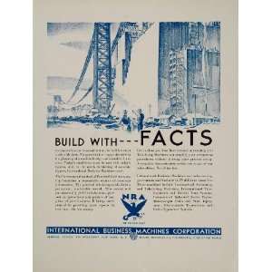  1933 ORIG. Ad IBM Business Machines Bridge Construction 