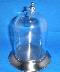 Domed Pocket Watch Display Stand silver pewter Glass Dome  