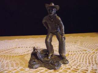 VINTAGE 1976 SIGNED M.A. RICKER PEWTER COWBOY 5.25  