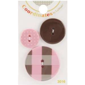  Coordinates Buttons  Pink Plaid 3/Pkg