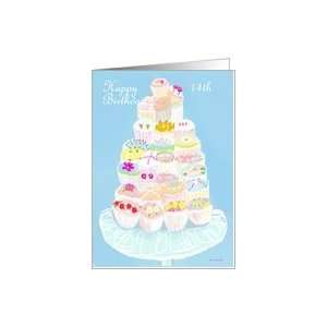   14th birthday greetings lots of cup cakes Card Toys & Games