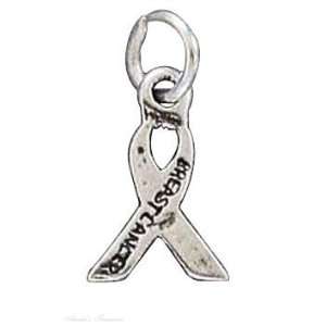  Sterling Silver Breast Cancer Awareness Ribbon Charm 