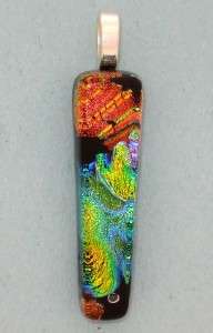 BLUE //T DICHROIC GLASS PENDANT STERLING SILVER PLATED BAIL  