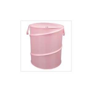   Solid Print Nylon Bongo Bag Clothes Hamper Pink