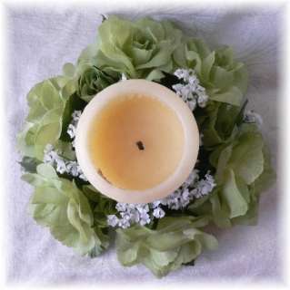   GREEN CANDLE RINGS Silk Roses Wedding Flower Unity Candle Party  