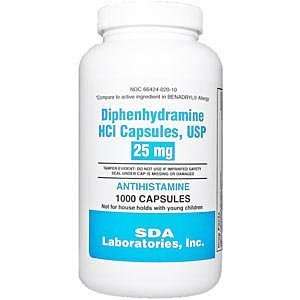  Diphenhydramine 25 mg, 1000 Capsules Health & Personal 