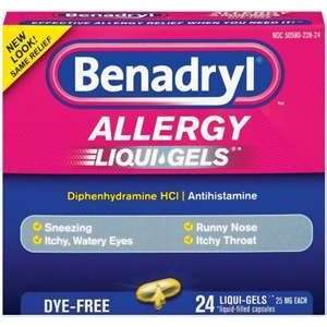  Benadryl Allergy Liqui Gels, 24 Liqui Gels, 25 mg. each 