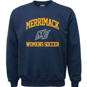 Merrimack Warriors Navy Youth Womens Soccer Arch Crewneck Sweatshirt 