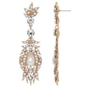  Rosemarys Art Deco Design Fancy Dangle Earrings   Gold 