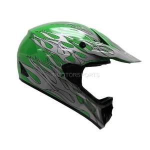  Adult Green Flame Dirt Bike Atv Motocross Mx Helmet (Large 