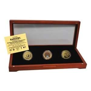   TEXAS RANGERS 24kt Gold and Infield Dirt 3 Coin Set 