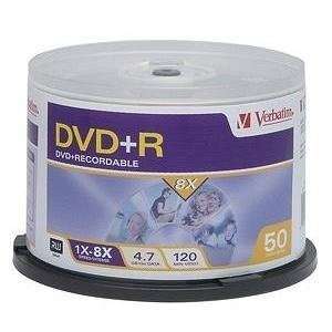  Verbatim DVD R Discs, 4.7GB, 8x, 50/Pack
