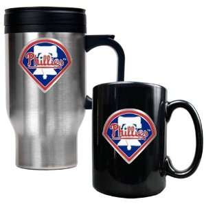 Philadelphia Phillies MLB Stainless Steel Travel Mug & Black Ceramic 