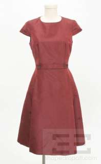 Prada Dark Red Silk Cap Sleeve Pleated Skirt Dress Size 42  