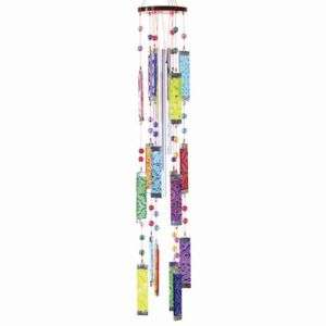 Glass Wind Chimes 20 inch Rainbow Multi Color Bars with Beads  