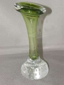   Glasbruk Sweden Green Bone Vase Jack in the Pulpit Art Glass  
