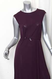 OSCAR DE LA RENTA Purple Sleeveless Rayon Jersey Belted A Line Dress 8 