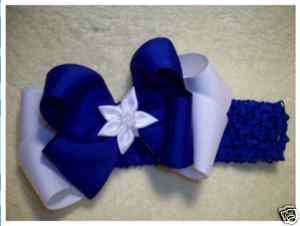 PRETTY ROYAL BLUE Boutique Bow Hair Crochet Headband  