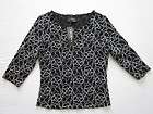 NWT Tribal Stretch Extensible Black White Lace Shirt Top PM