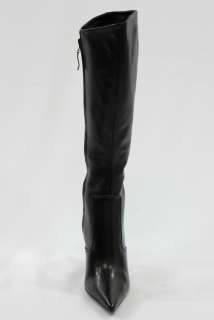 439 BCBG Max Azria Mosquito Calf Leather High Heels Black Boots Shoes 