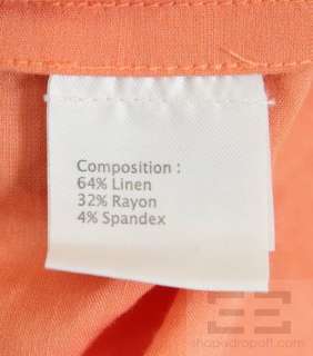 Phillip Lim Coral Linen Pleated Cap Sleeve Dress Size 4  